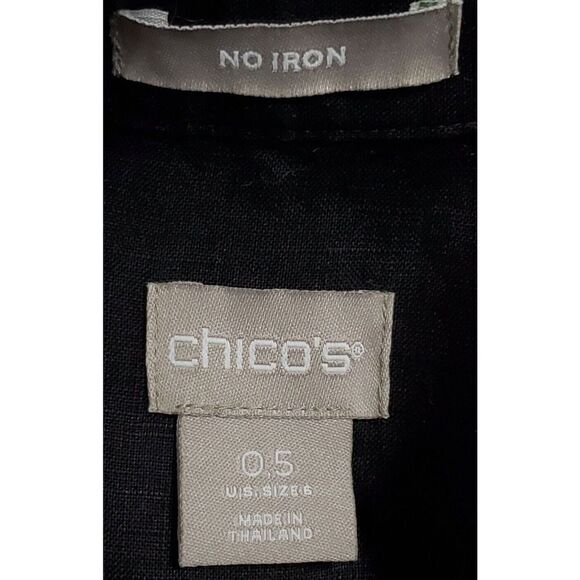 Chico's Top Size Small Black 100% Linen Sleeveless Lagenlook  Neutral Minimalist - Picture 5 of 7